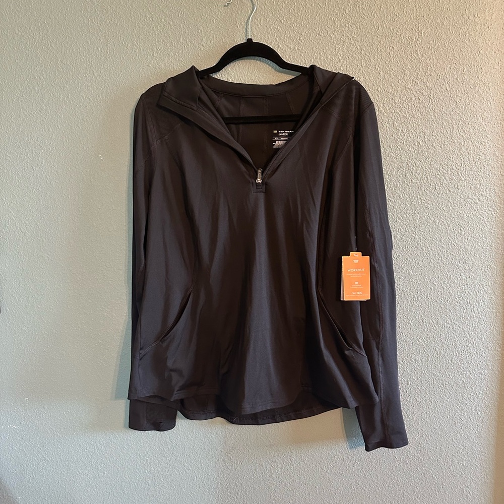 Women’s Tek Gear Performance Thumb Hole 1/4 Zip Jacket Black Size XXL